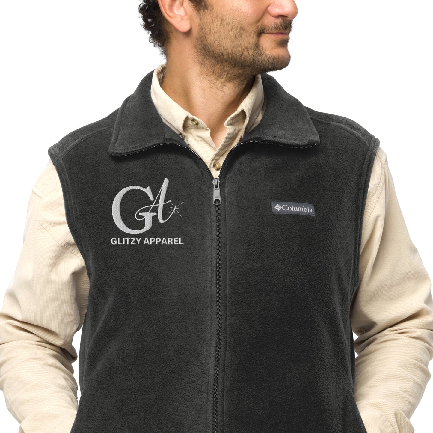 Men’s Embroidered Columbia Fleece Vest - Glitzy Apparel