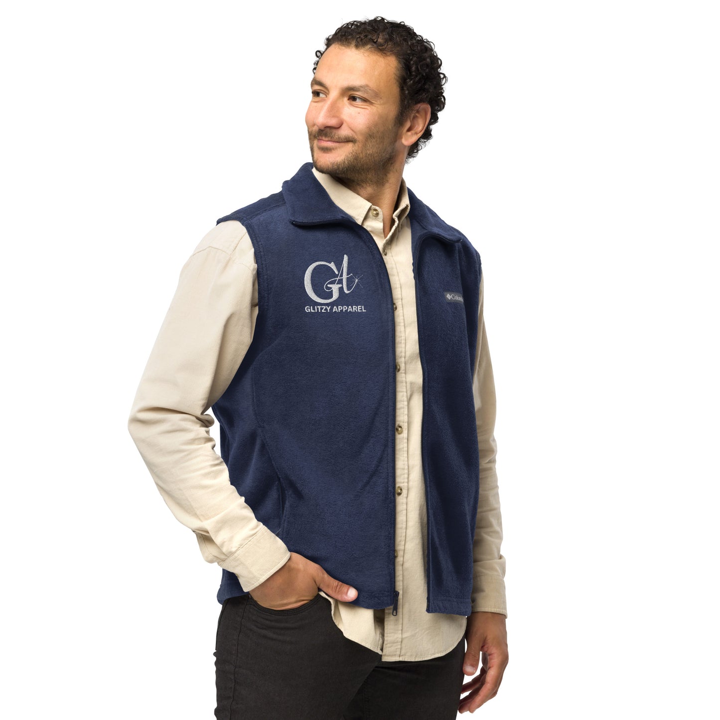 Men’s Embroidered Columbia Fleece Vest - Glitzy Apparel