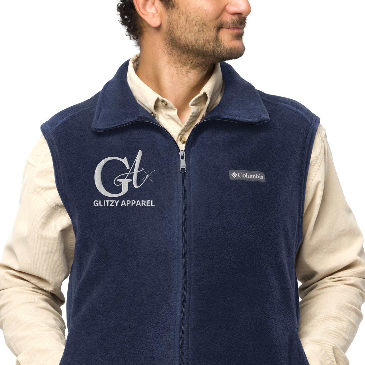 Men’s Embroidered Columbia Fleece Vest - Glitzy Apparel