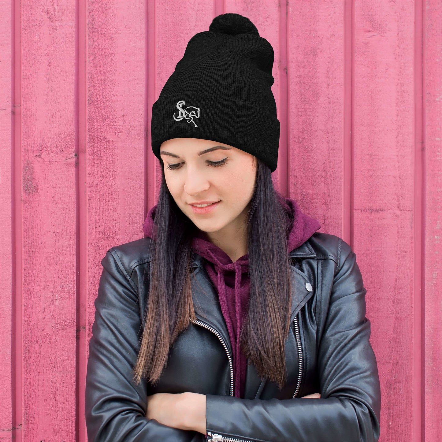 Unisex Pom-Pom Beanie Embroidered Logo - SL Performance Horses