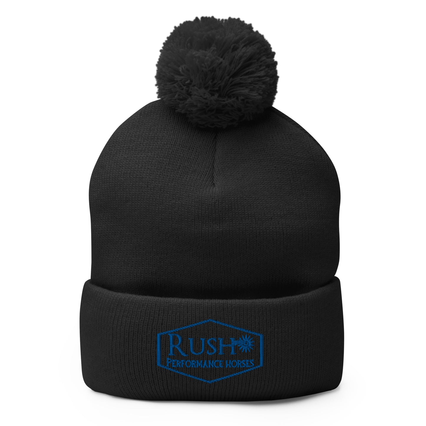 Unisex Pom-Pom Beanie Blue Logo - Rush Performance Horses