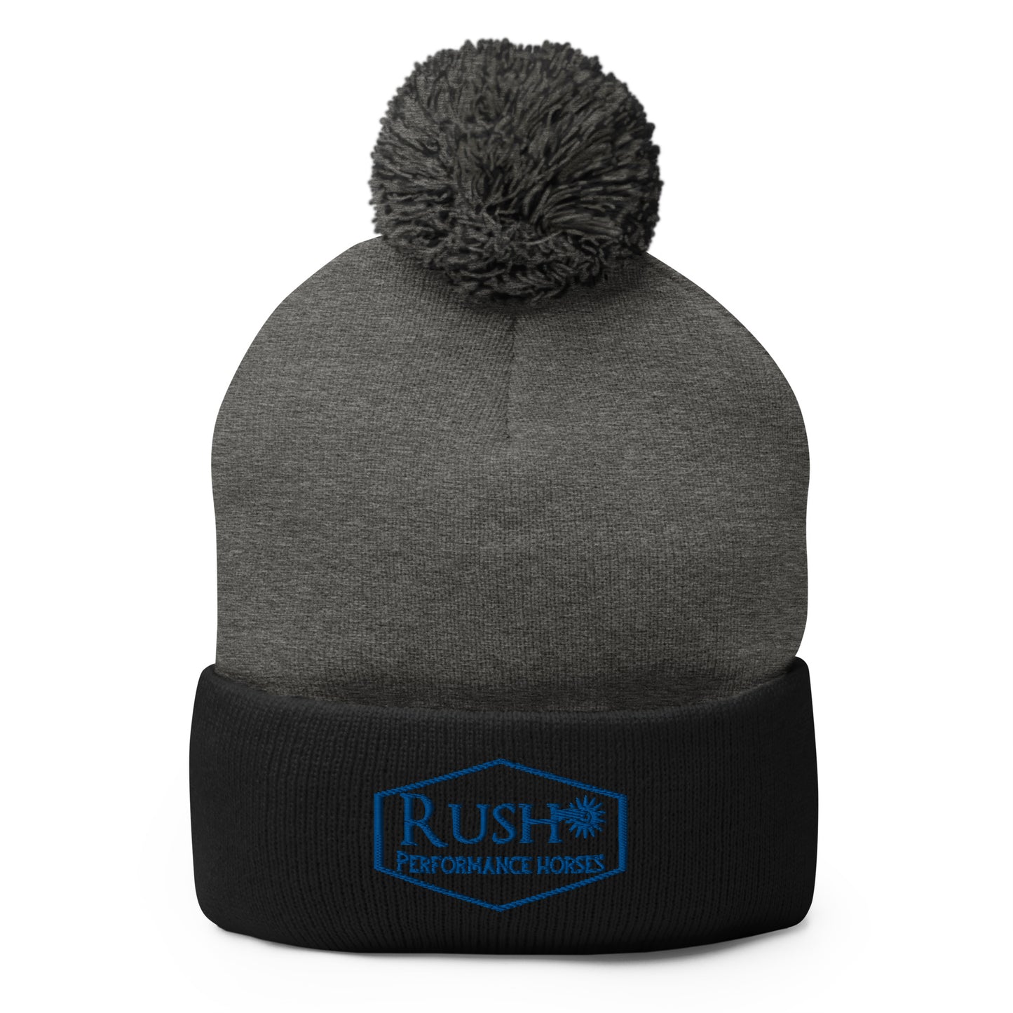 Unisex Pom-Pom Beanie Blue Logo - Rush Performance Horses