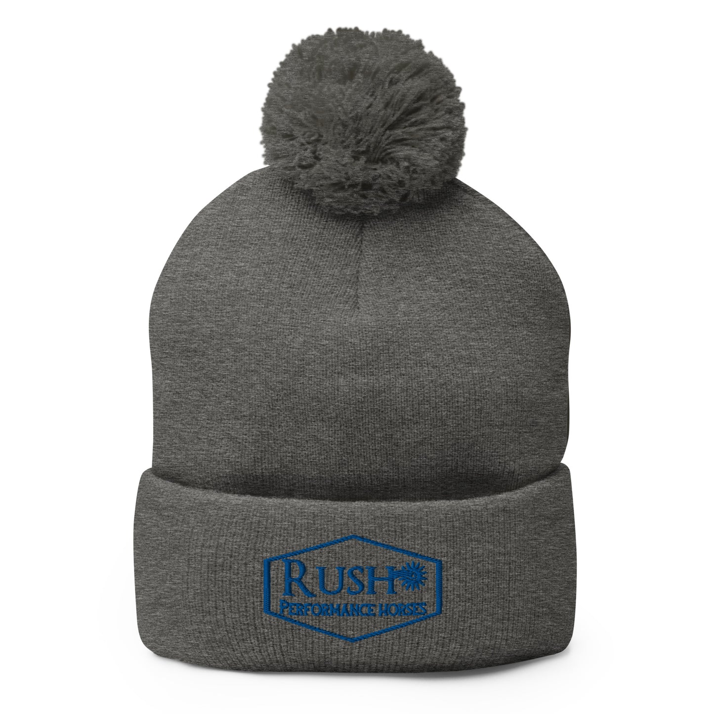 Unisex Pom-Pom Beanie Blue Logo - Rush Performance Horses