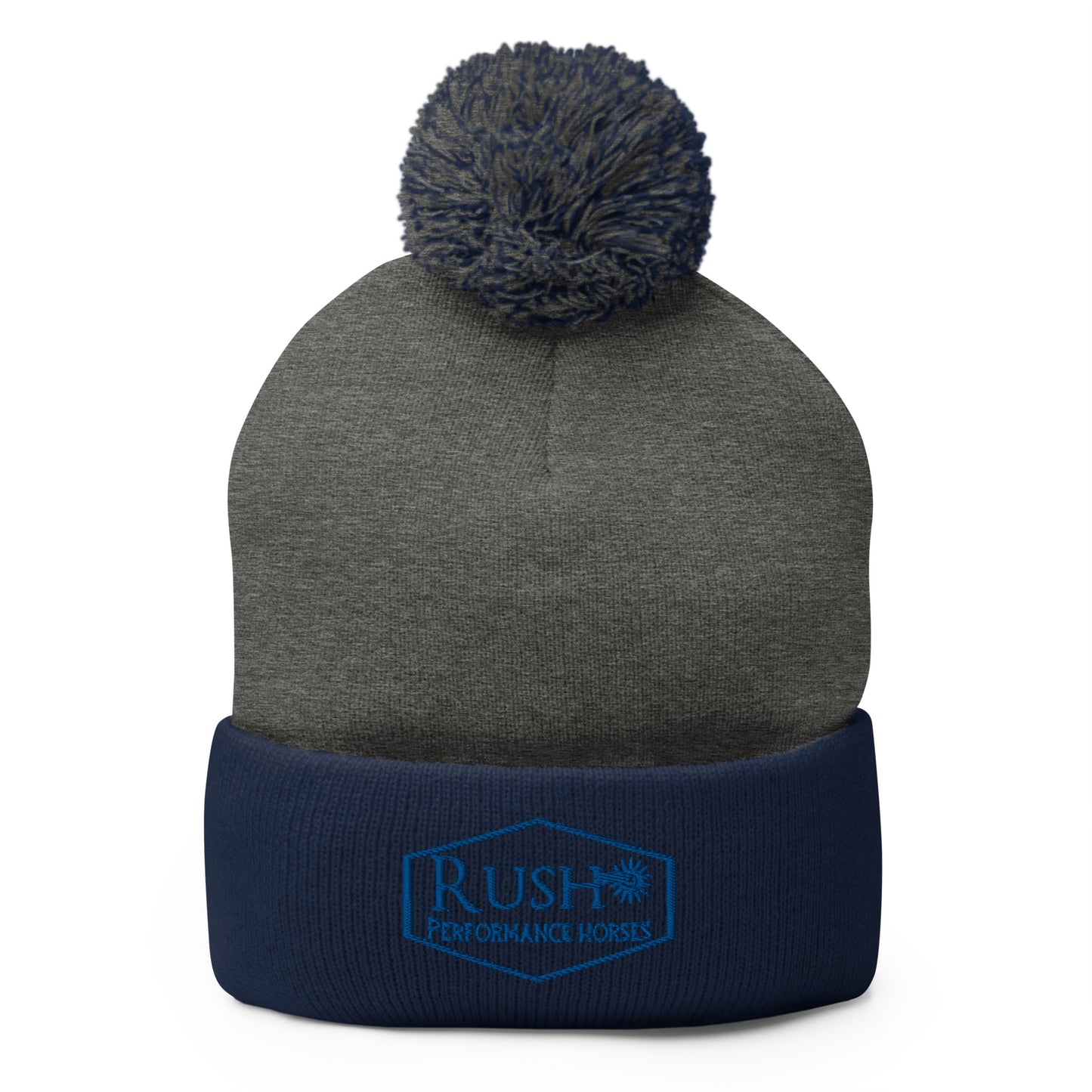 Unisex Pom-Pom Beanie Blue Logo - Rush Performance Horses
