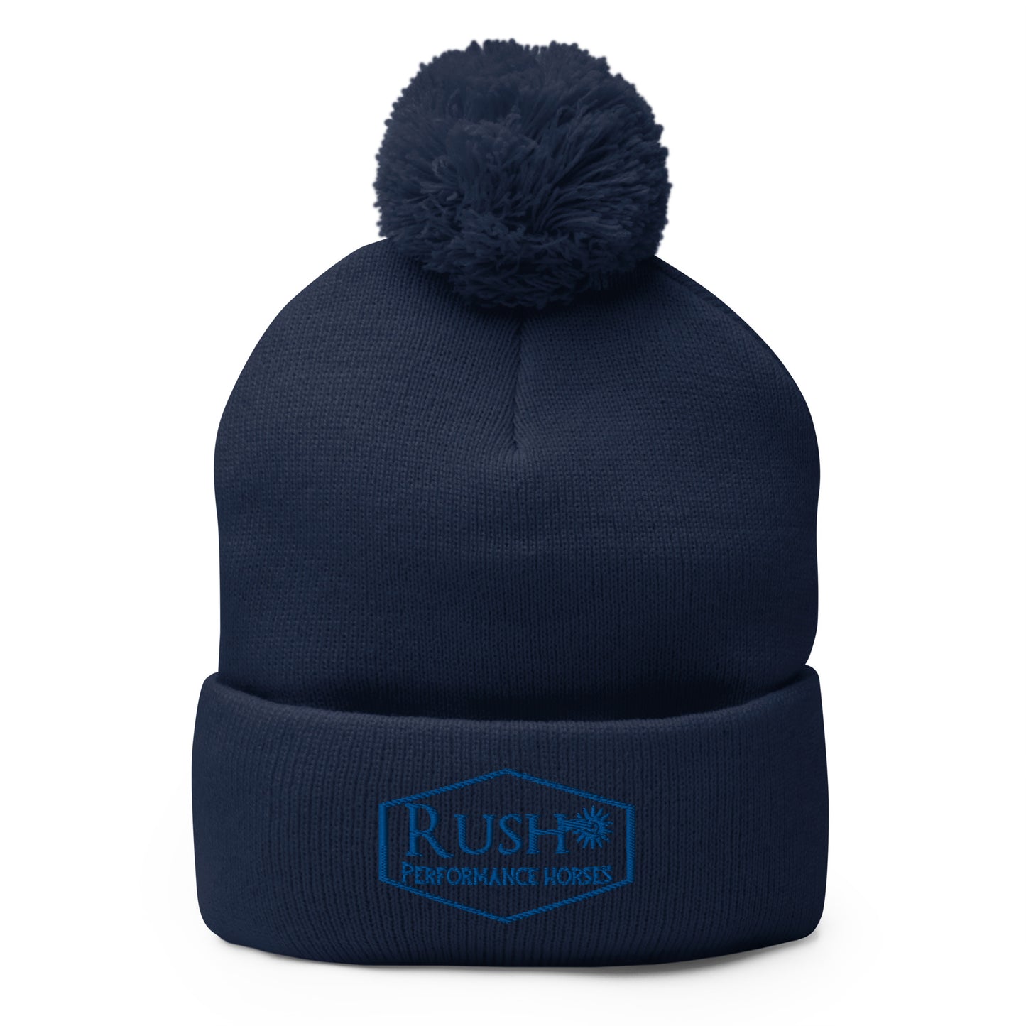 Unisex Pom-Pom Beanie Blue Logo - Rush Performance Horses