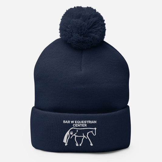 Embroidered Pom-Pom Beanie - Bar W Equestrian