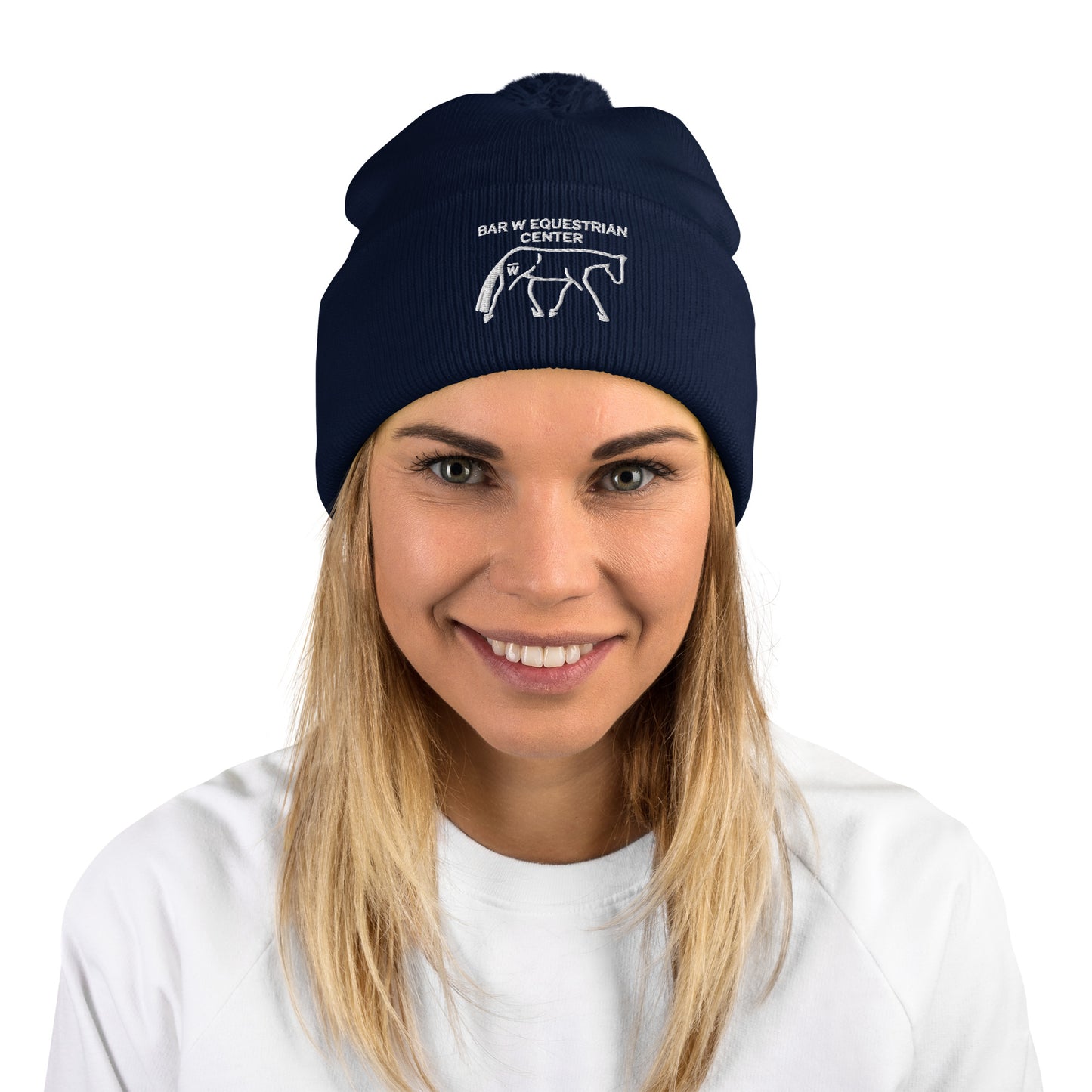 Embroidered Pom-Pom Beanie - Bar W Equestrian