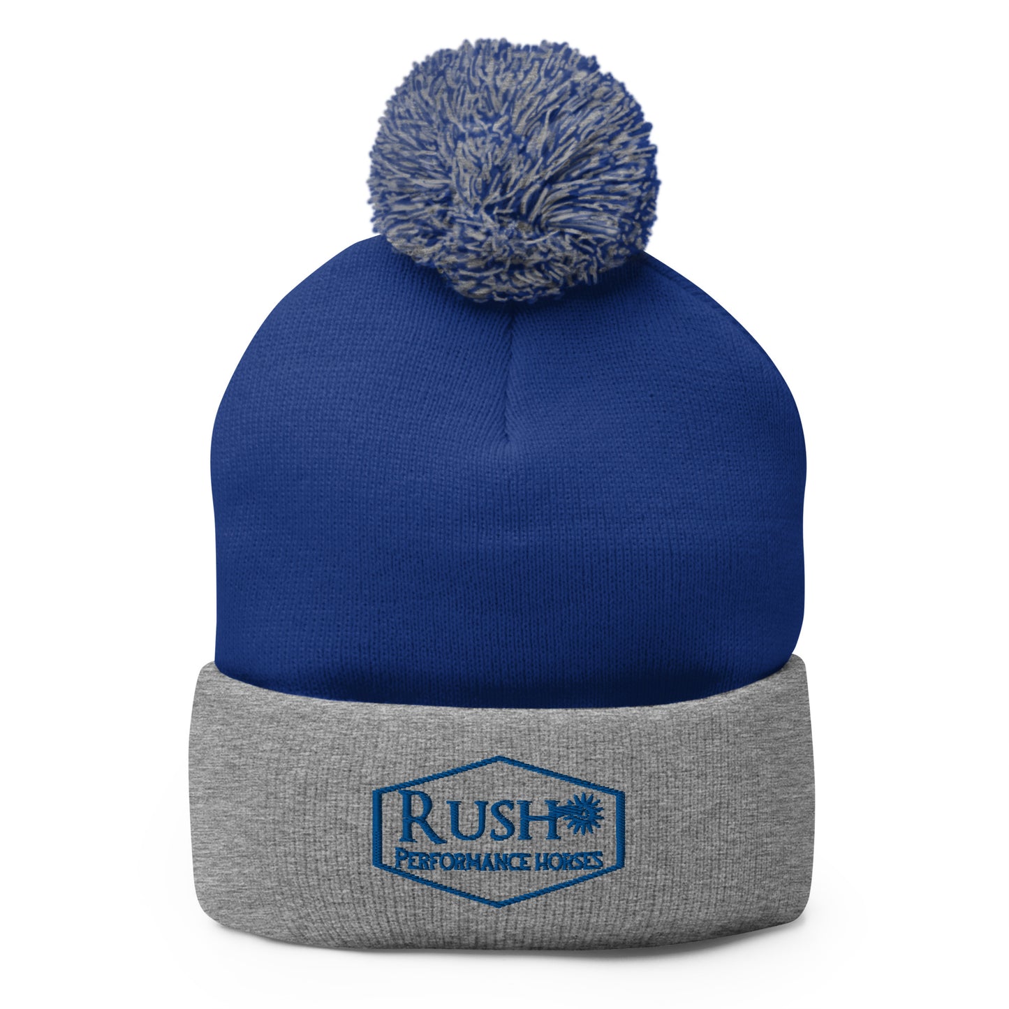 Unisex Pom-Pom Beanie Blue Logo - Rush Performance Horses