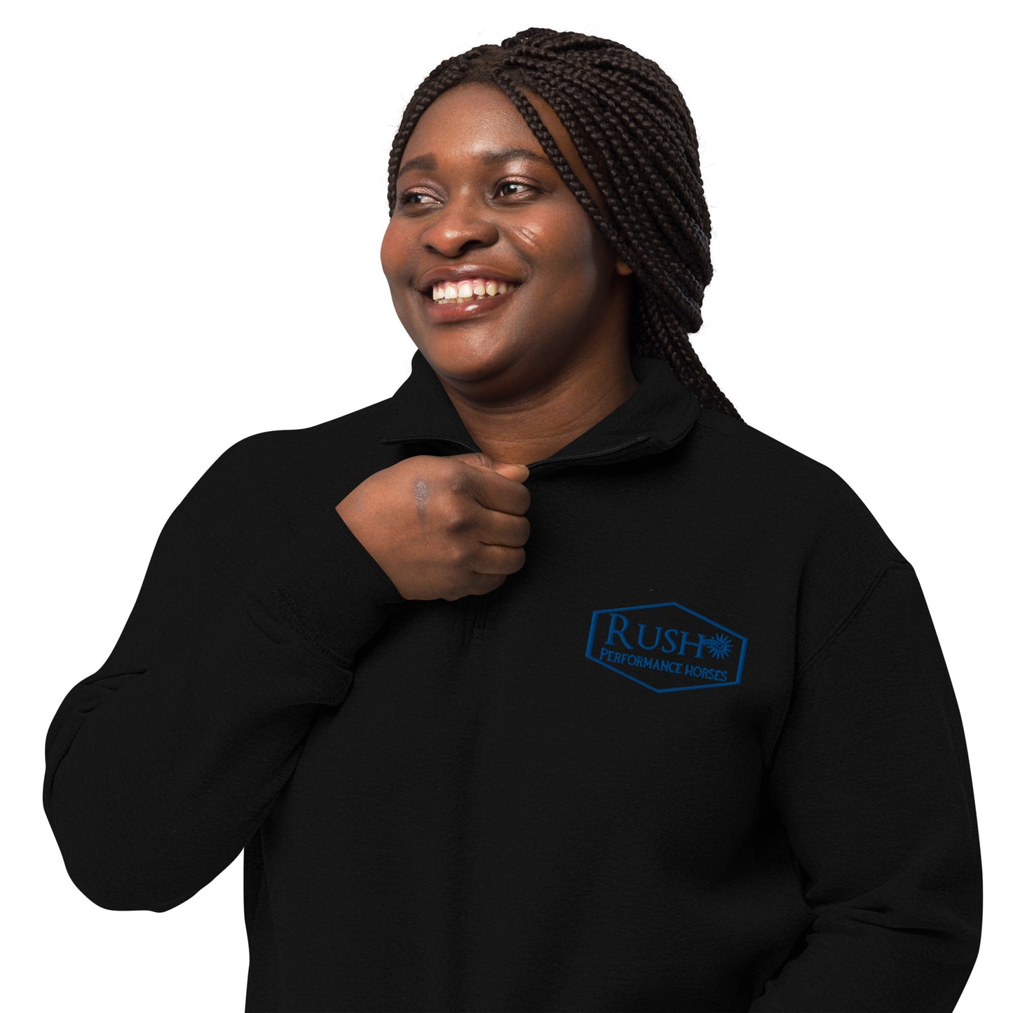 Unisex Fleece Pullover Blue Logo - Rush Performance Horses