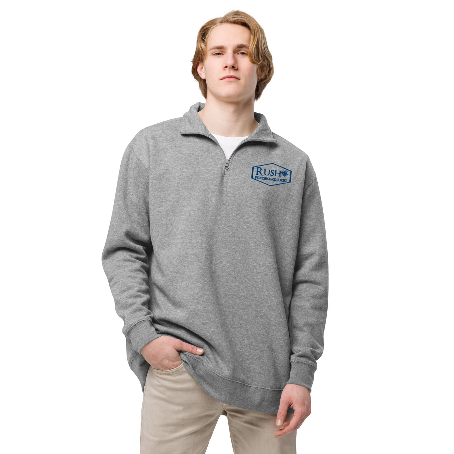 Unisex Fleece Pullover Blue Logo - Rush Performance Horses