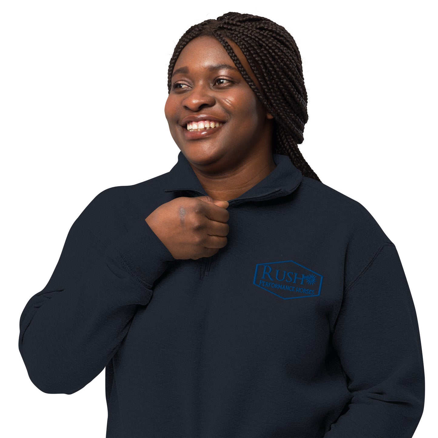 Unisex Fleece Pullover Blue Logo - Rush Performance Horses