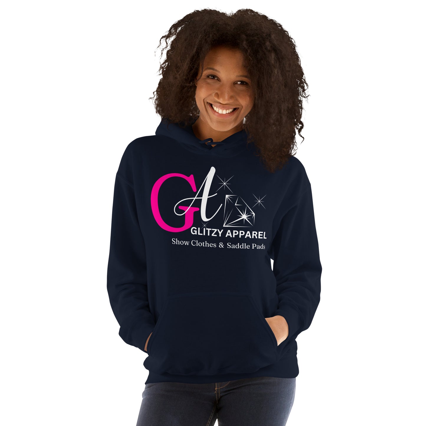 Gildan Unisex Hoodie Pink Logo - Glitzy Apparel