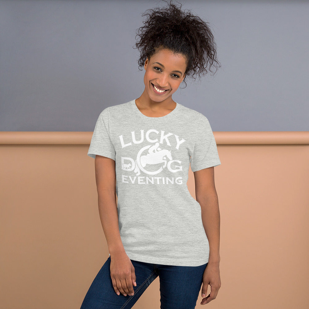 Bella Canvas Center Logo Heather Unisex t-shirt - Lucky Dog Eventing