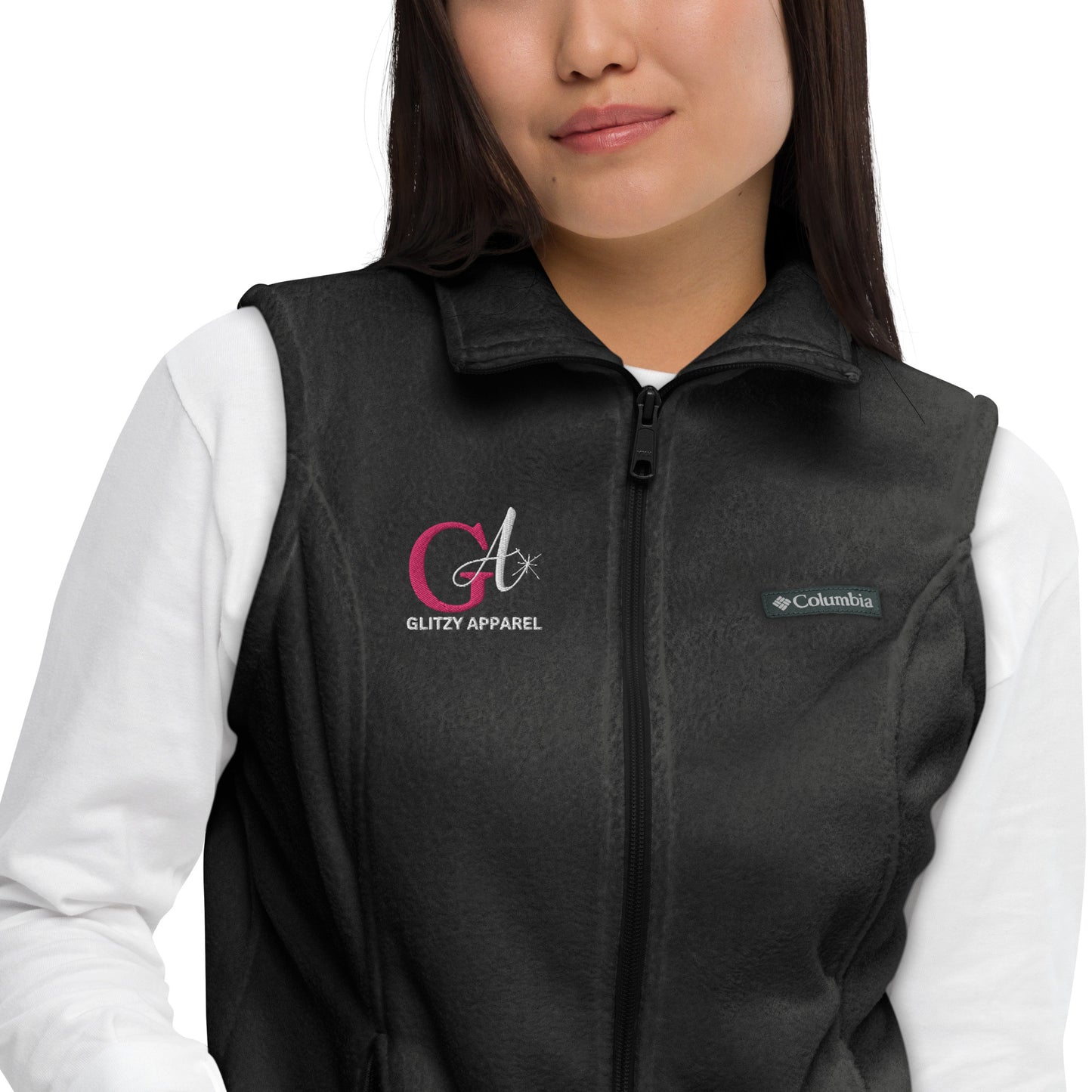 Women’s Embroidered Columbia Fleece Vest - Glitzy Apparel