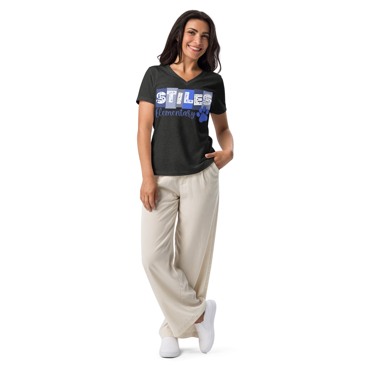 Bella Canvas Women’s Relaxed V-neck T-shirt - Stiles Elementary
