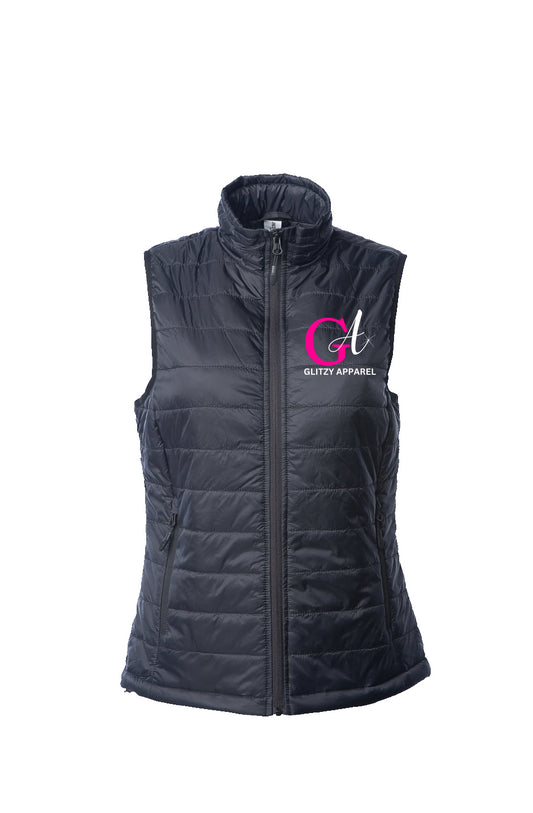 Women's Embroidered Puffer Vest - Glitzy Apparel