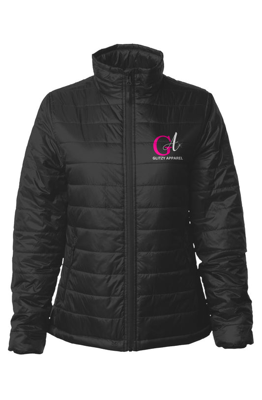 Women's Embroidered Puffer Jacket - Glitzy Apparel