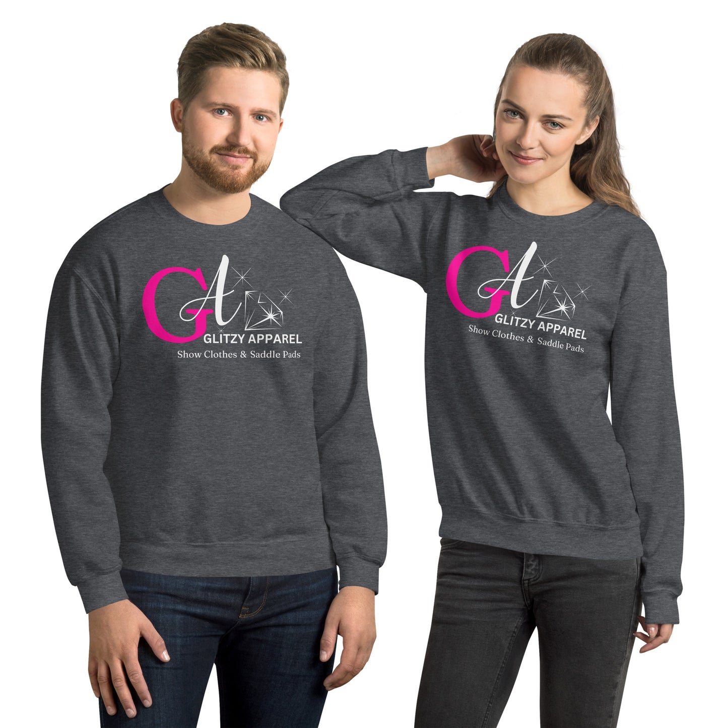 Gildan Unisex Crewneck Sweatshirt Pink Logo - Glitzy Apparel