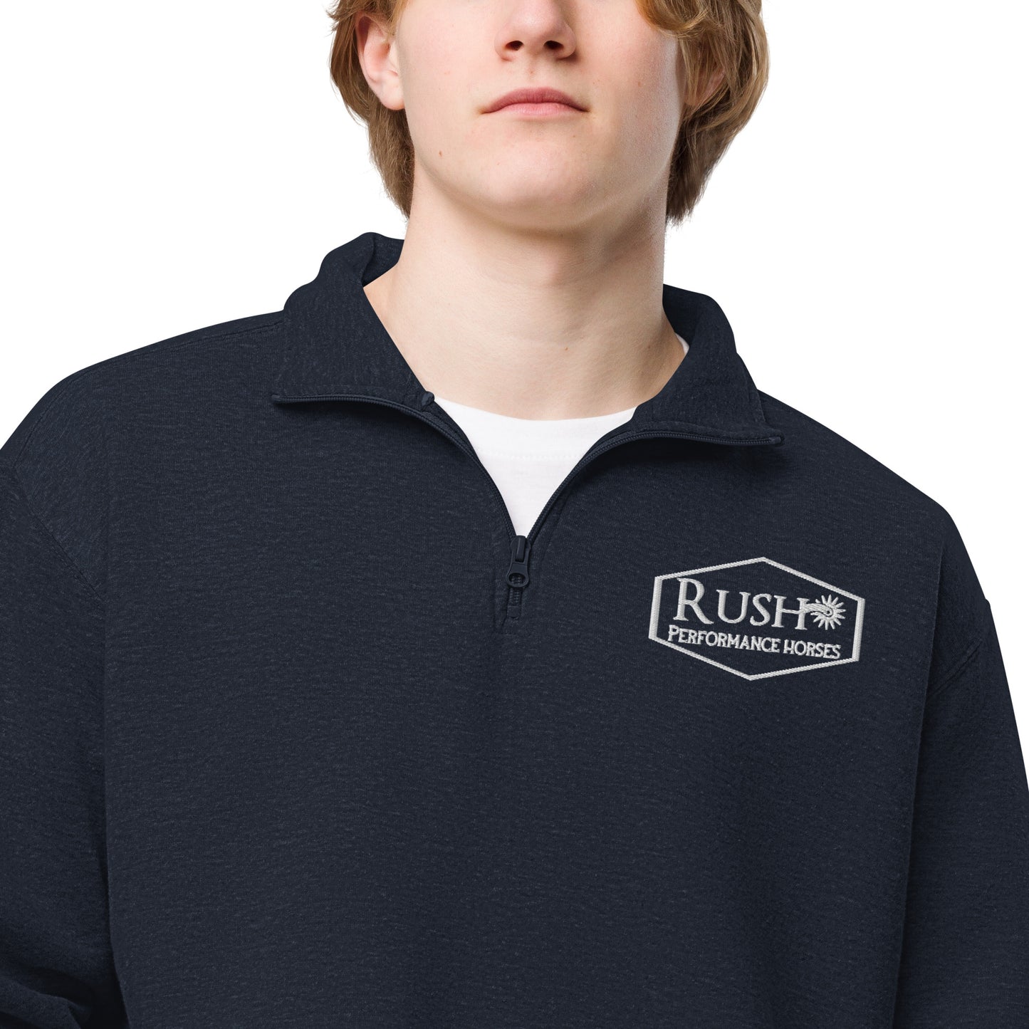 Unisex Fleece Pullover White Logo - Rush Performance Horses