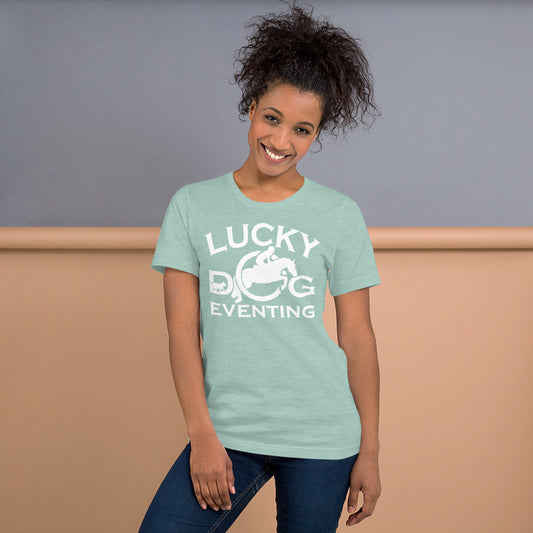 Bella Canvas Center Logo Heather Unisex t-shirt - Lucky Dog Eventing