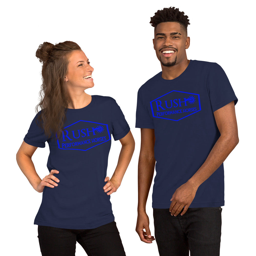 Bella Canvas Unisex T-shirt Blue Logo - Rush Performance Horses