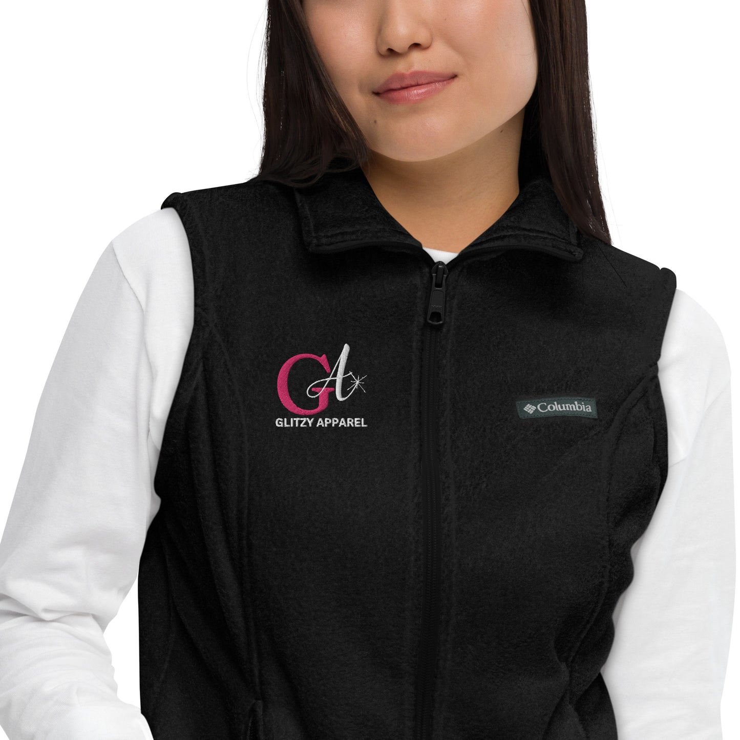 Women’s Embroidered Columbia Fleece Vest - Glitzy Apparel